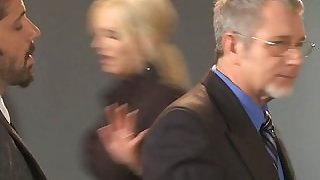 Horny business woman licked by a maniac