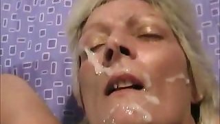 Blonde Cougar getting a Facial cumshot